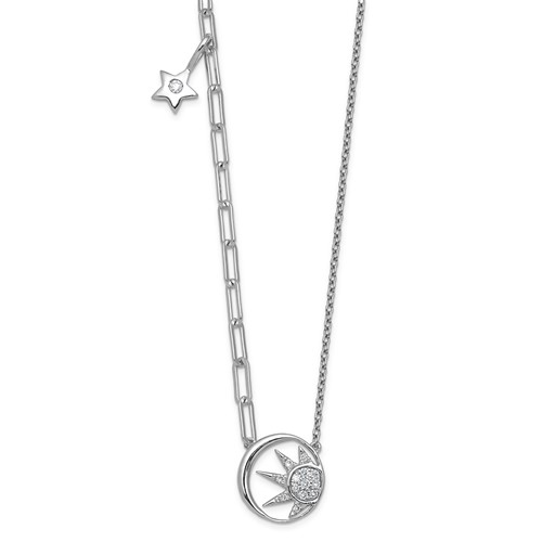 14K White Gold Lab Grown Dia VS+ F+ Sun & Star Complete Necklace