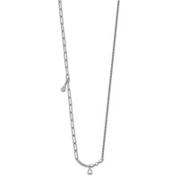 14K White Gold Lab Grown Dia VS+ F+ Fashion Bar & Charm Comp Necklace view 2