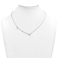 14K White Gold Lab Grown Dia VS+ F+ Fashion Bar & Charm Comp Necklace view 3