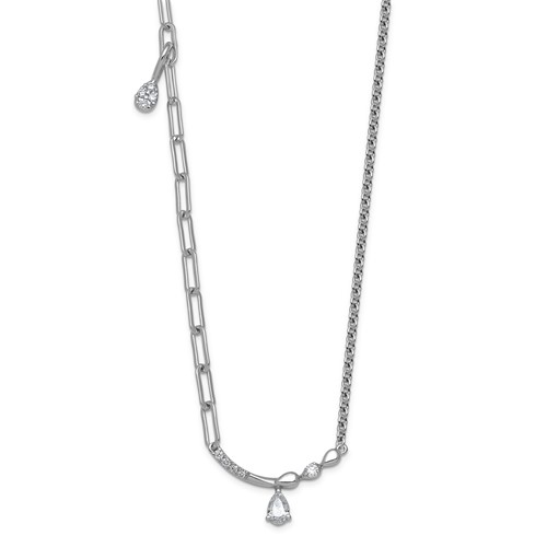 14K White Gold Lab Grown Dia VS+ F+ Fashion Bar & Charm Comp Necklace