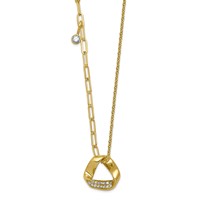 14K Yellow Gold Lab Grown Dia VS+ F+ Fashion Complete Slide Necklace view 1