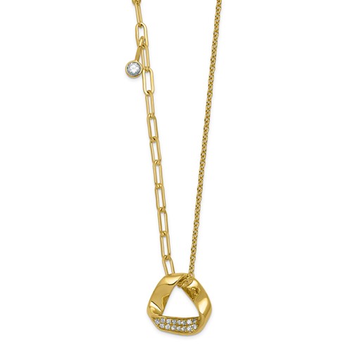 14K Yellow Gold Lab Grown Dia VS+ F+ Fashion Complete Slide Necklace