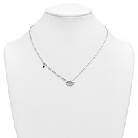 14K White Gold Lab Grown Dia VS+ F+ Evil Eye Complete Necklace view 3