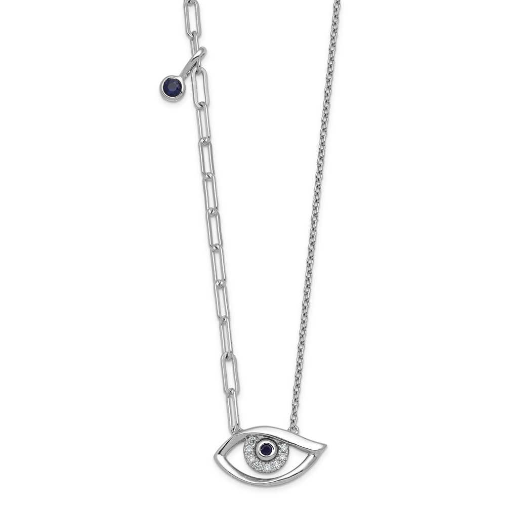 14K White Gold Lab Grown Dia VS+ F+ Evil Eye Complete Necklace