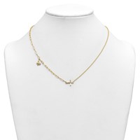 14K Yellow Gold Lab Grown Dia VS+ F+ Cross & Butterfly Comp Necklace view 3