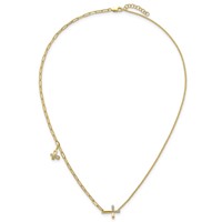 14K Yellow Gold Lab Grown Dia VS+ F+ Cross & Butterfly Comp Necklace view 4