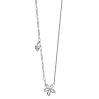 14K White Gold Lab Grown Dia VS+ F+ Flower & Heart Comp Necklace view 2