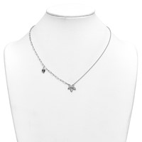 14K White Gold Lab Grown Dia VS+ F+ Flower & Heart Comp Necklace view 3