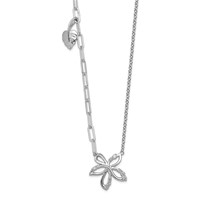 14K White Gold Lab Grown Dia VS+ F+ Flower & Heart Comp Necklace view 1
