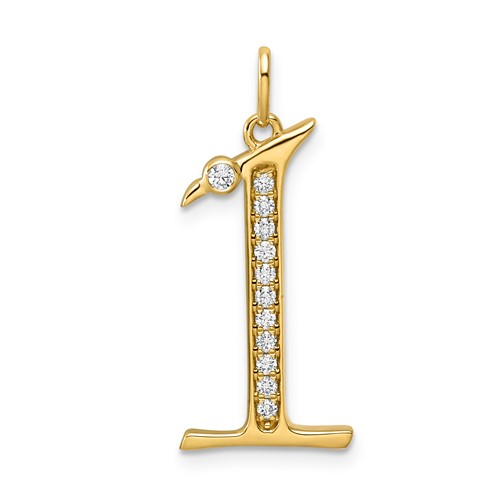 14K Yellow Gold Lab Grown Diamond VS+ F+ Complete Number 1 Pendant