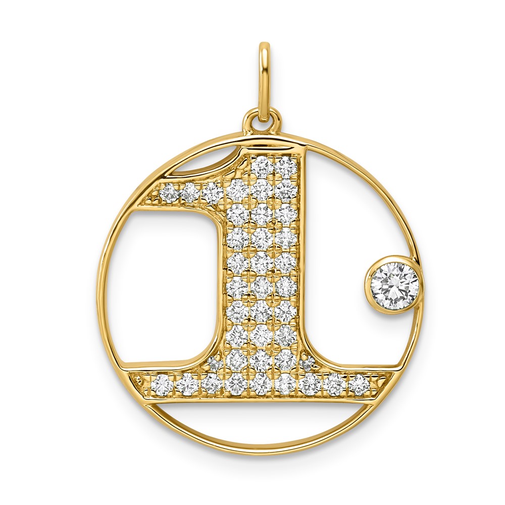 14K Yellow Gold Lab Grown Diamond VS+ F+ Complete Number 1 Pendant