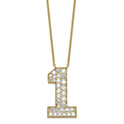 14K Yellow Gold Lab Grown Diamond VS+ F+ Complete Number 1 Necklace