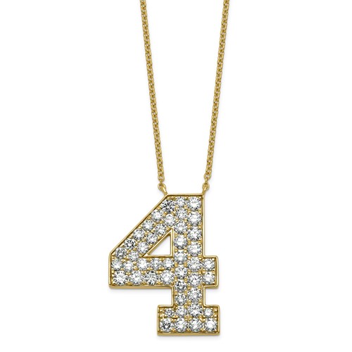 14K Yellow Gold Lab Grown Diamond VS+ F+ Complete Number 4 Necklace