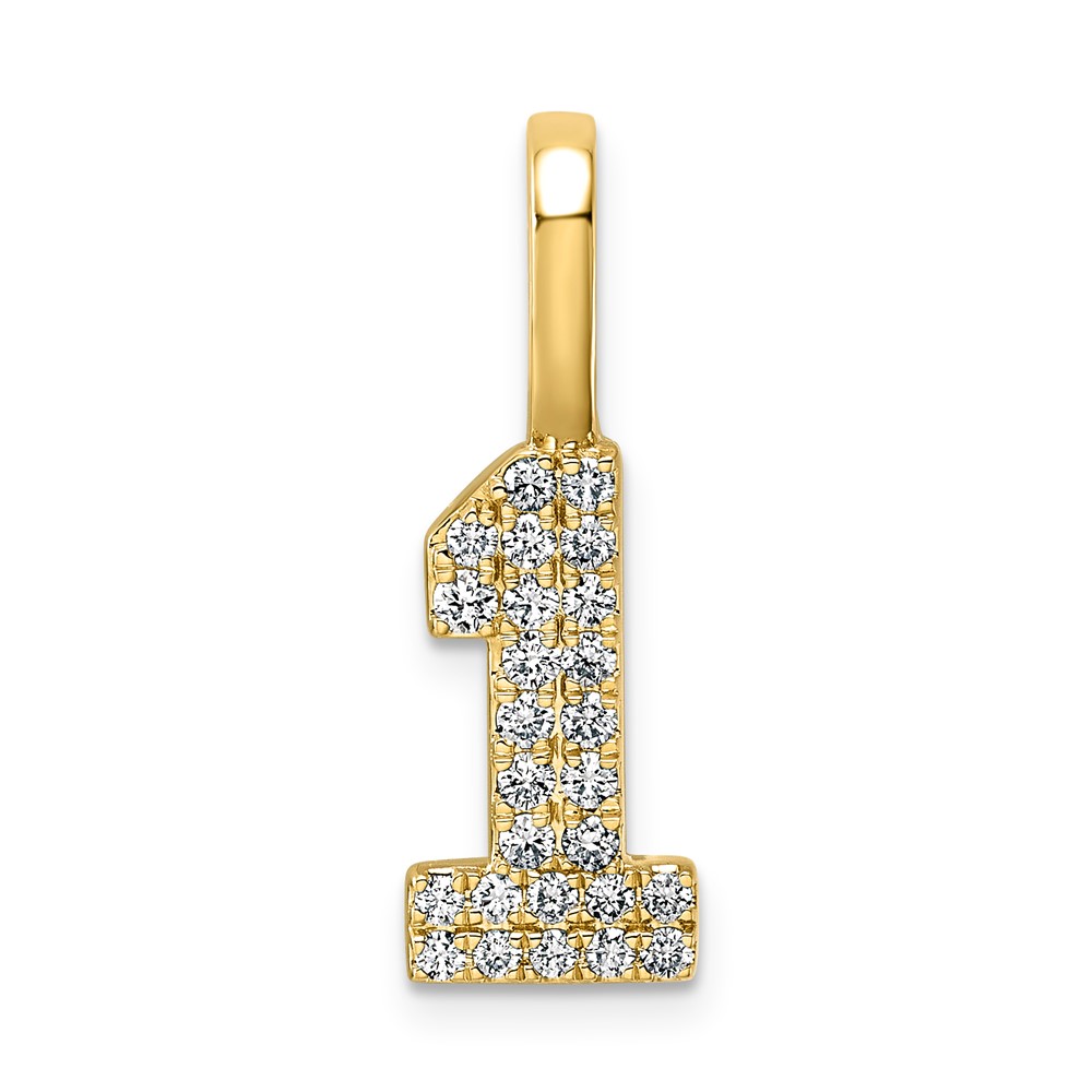 14K Yellow Gold Lab Grown Diamond VS+ F+ Complete Number 1 Pendant