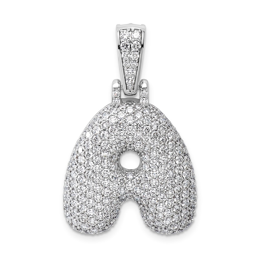 14K White Gold Lab Grown Dia VS+ F+ Initial a Large Comp Pendant