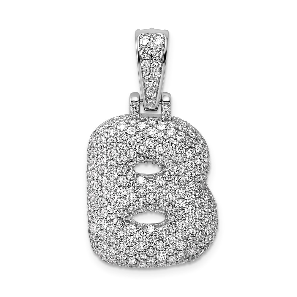 14K White Gold Lab Grown Dia VS+ F+ Initial B Large Comp Pendant