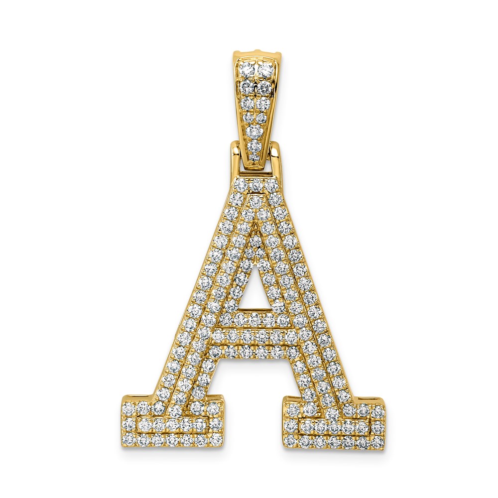 14K Yellow Gold Lab Grown Dia VS+ F+ Initial a Large Comp Pendant