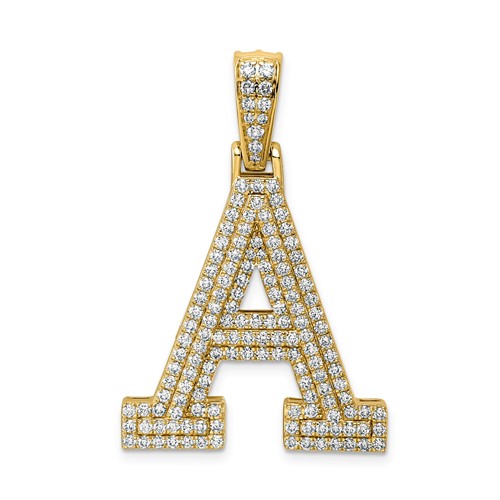 14K Yellow Gold Lab Grown Dia VS+ F+ Initial a Large Comp Pendant