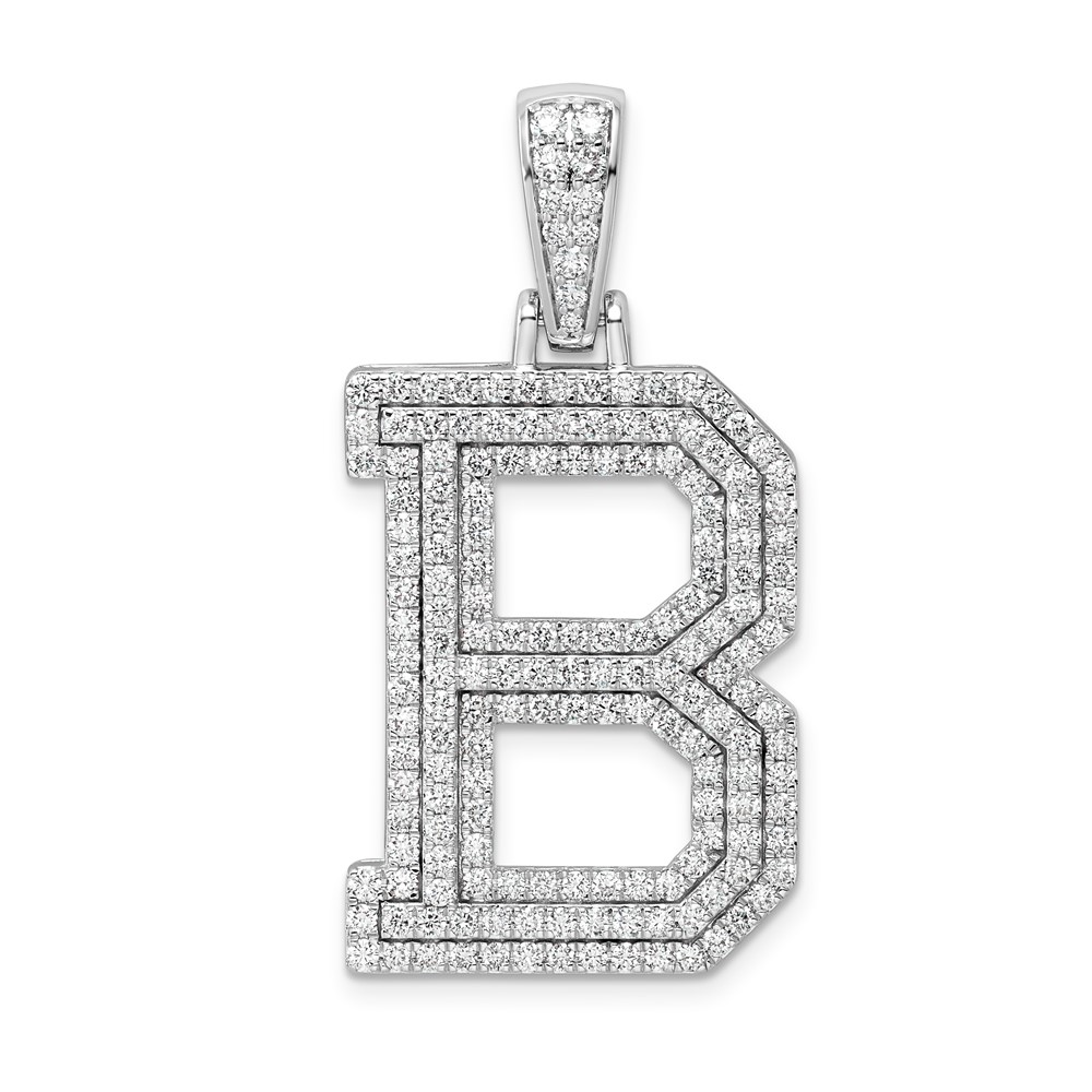 14K White Gold Lab Grown Dia VS+ F+ Initial B Large Comp Pendant