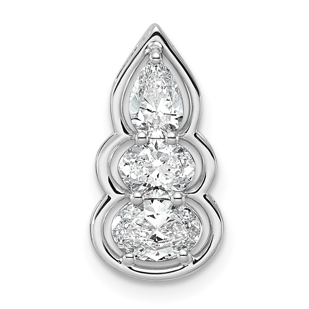 14K White Gold Lab Grown Diamond VS+ F+ 3-stone Fashion Pendant