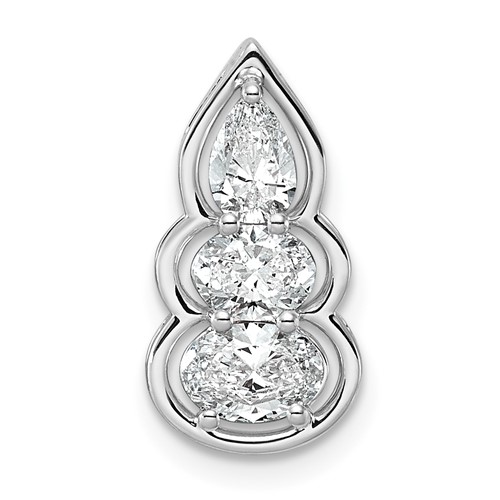14K White Gold Lab Grown Diamond VS+ F+ 3-stone Fashion Pendant
