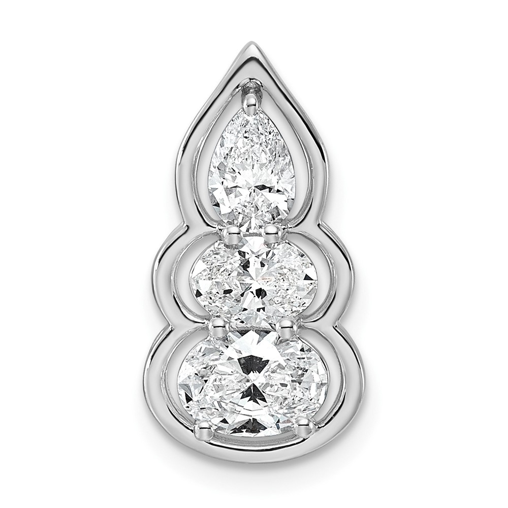 14K White Gold Lab Grown Diamond VS+ F+ 3-stone Fashion Pendant