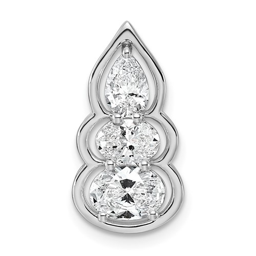 14K White Gold Lab Grown Diamond VS+ F+ 3-stone Fashion Pendant