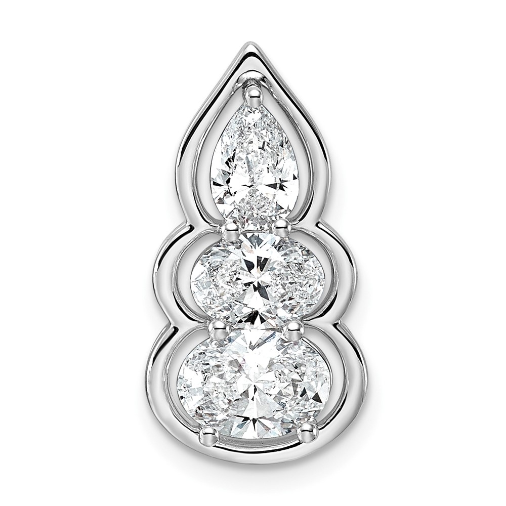 14K White Gold Lab Grown Diamond VS+ F+ 3-stone Fashion Pendant