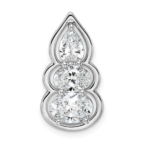 14K White Gold Lab Grown Diamond VS+ F+ 3-stone Fashion Pendant