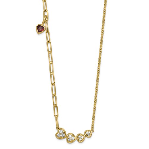 14K Yellow Gold Lab Grown Diamond VS+ F+ Graduated Heart Necklace