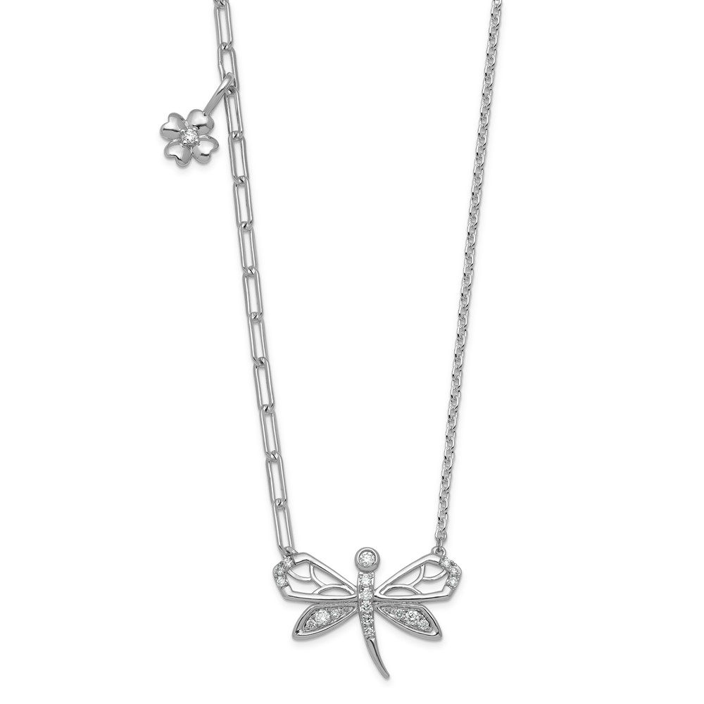 14K White Gold Lab Grown Diamond VS+ F+ Dragonfly Necklace