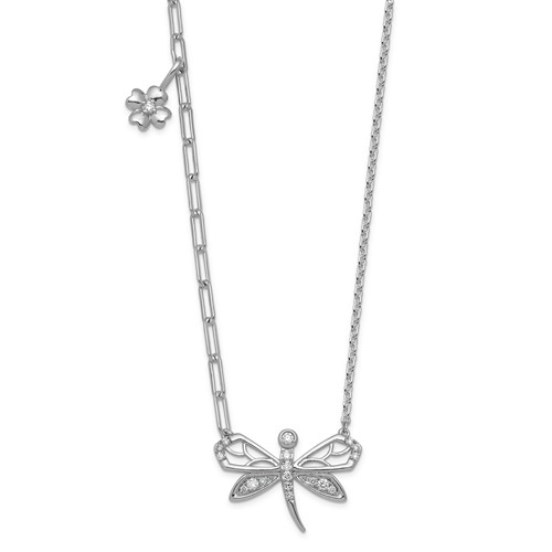 14K White Gold Lab Grown Diamond VS+ F+ Dragonfly Necklace