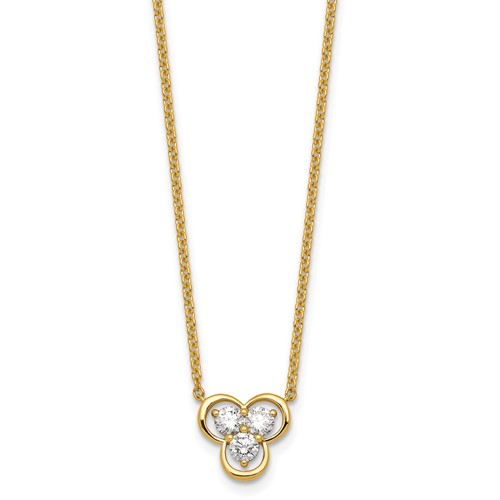 14K Yellow Gold Lab Grown Diamond VS+ F+ 3-stone Fashion Necklace