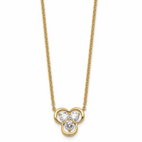 14K Yellow Gold Lab Grown Diamond VS+ F+ 3-stone Fashion Necklace view 1