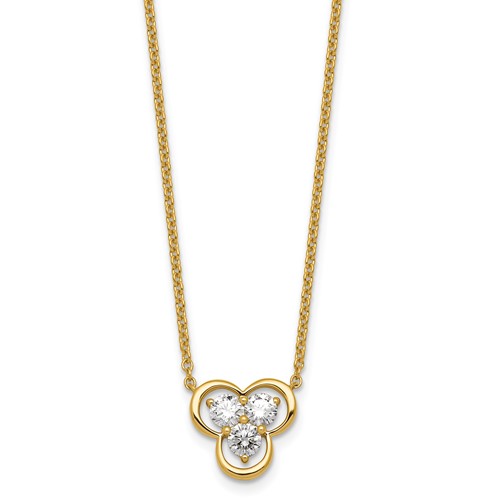 14K Yellow Gold Lab Grown Diamond VS+ F+ 3-stone Fashion Necklace