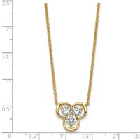 14K Yellow Gold Lab Grown Diamond VS+ F+ 3-stone Fashion Necklace view 5