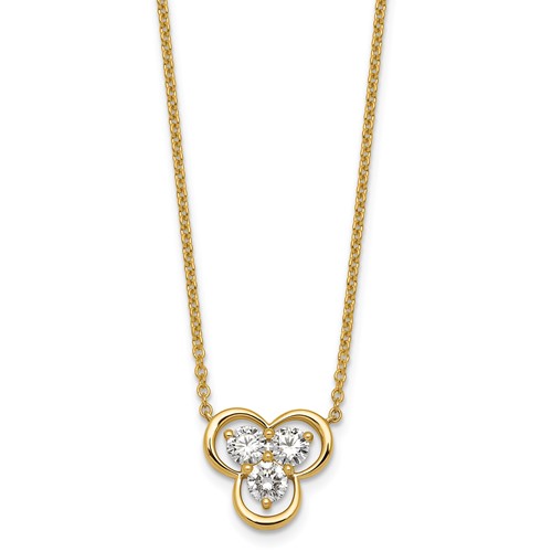 14K Yellow Gold Lab Grown Diamond VS+ F+ 3-stone Fashion Necklace