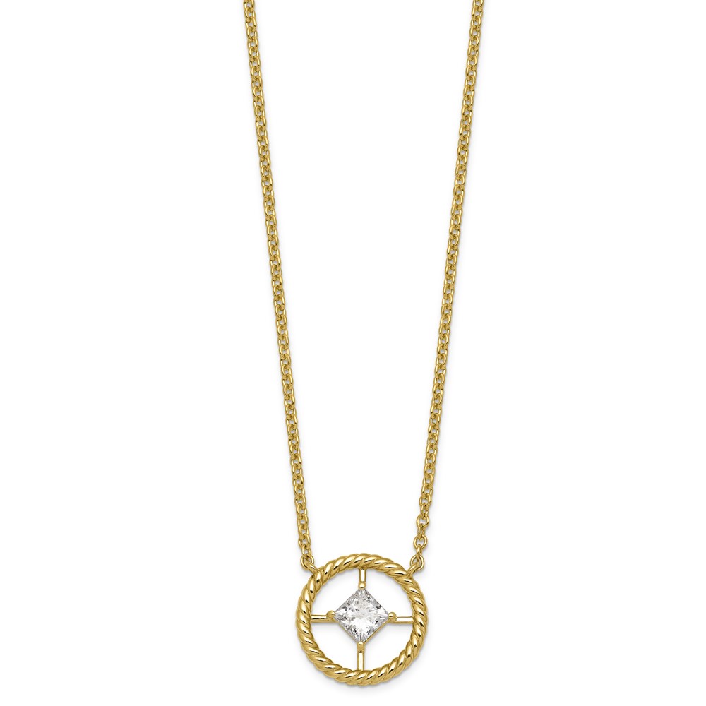 14K Yellow Gold Princess Lab Grown Diamond VS+ F+ Necklace