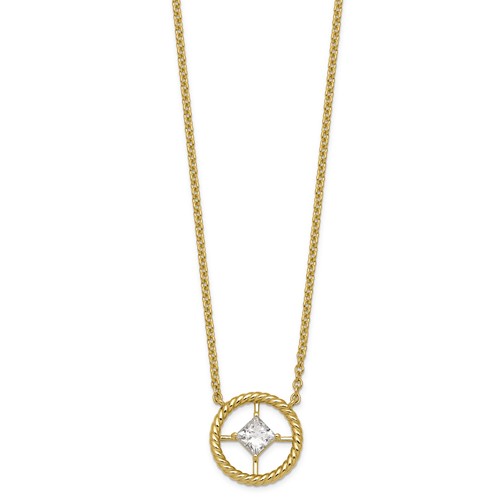 14K Yellow Gold Princess Lab Grown Diamond VS+ F+ Necklace
