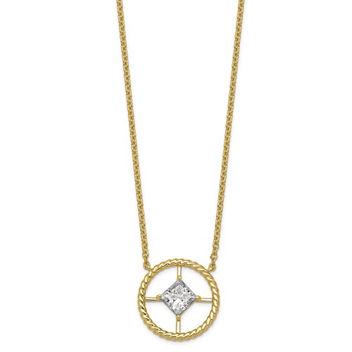 14K Yellow Gold Certified Princess Lab Grown Diamond VS+ F+ Necklace