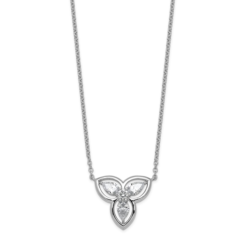 14K White Gold Lab Grown Diamond VS+ F+ 3-stone Fashion Necklace