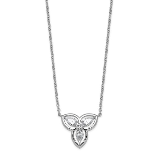 14K White Gold Lab Grown Diamond VS+ F+ 3-stone Fashion Necklace