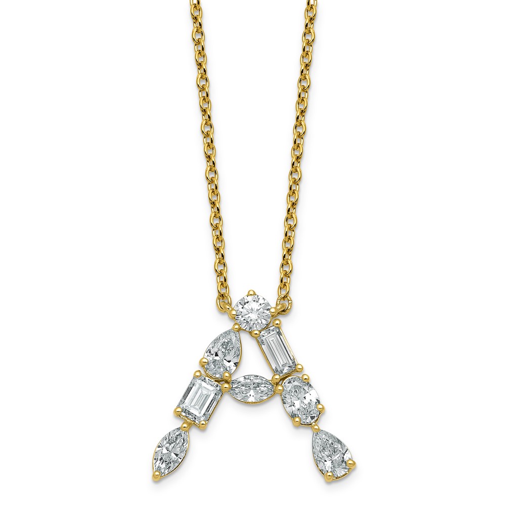 14K Yellow Gold Lab Grown Diamond VS+ F+ Complete Initial a Necklace