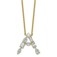 14K Yellow Gold Lab Grown Diamond VS+ F+ Complete Initial a Necklace view 1