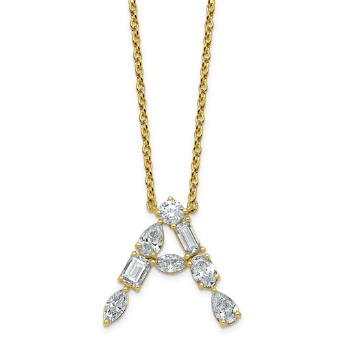 14K Yellow Gold Lab Grown Diamond VS+ F+ Complete Initial a Necklace