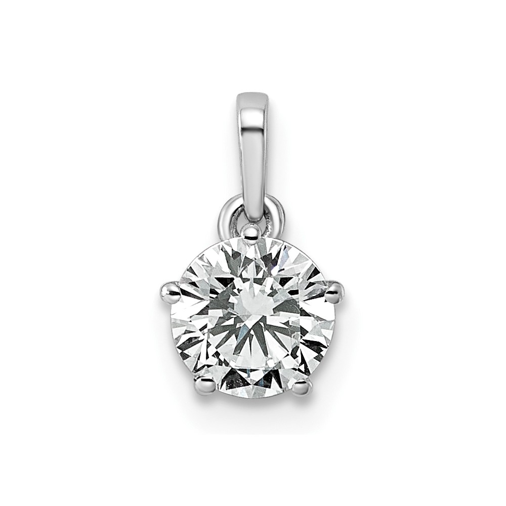 14K White Gold 0.75ct Cert Lab Grown VS+ F+ Round 8X Diamond Pendant