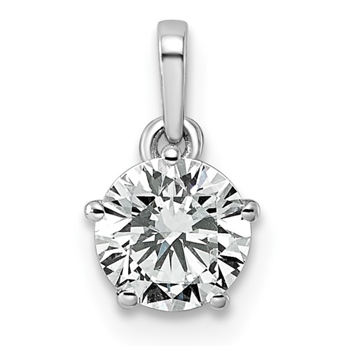 14K White Gold 0.75ct Cert Lab Grown VS+ F+ Round 8X Diamond Pendant
