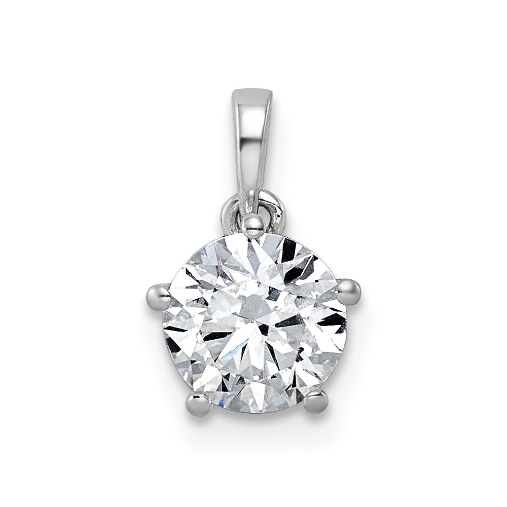 14K White Gold 1ct Cert Lab Grown VS+ F+ Round 8X Diamond Pendant