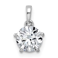 14K White Gold 1ct Cert Lab Grown VS+ F+ Round 8X Diamond Pendant view 1