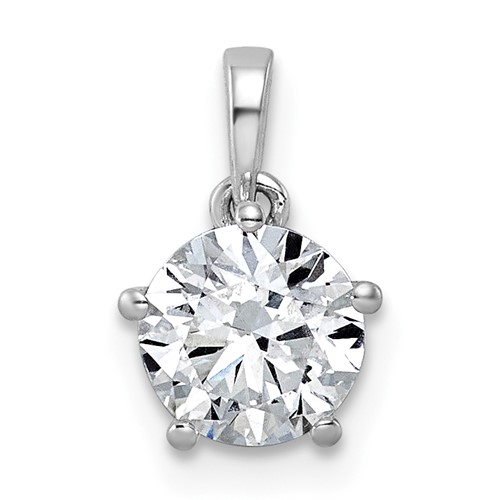 14K White Gold 1ct Cert Lab Grown VS+ F+ Round 8X Diamond Pendant